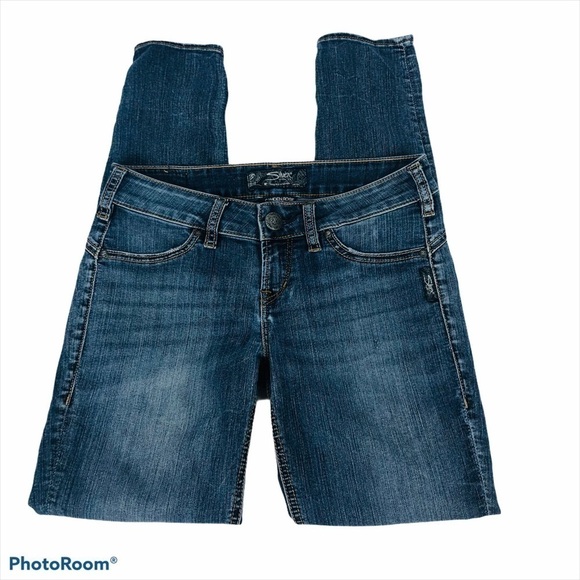 SILVER Women’s Blue Jean Jeggings 1/2 CAMDEN ROSE - Picture 4 of 14